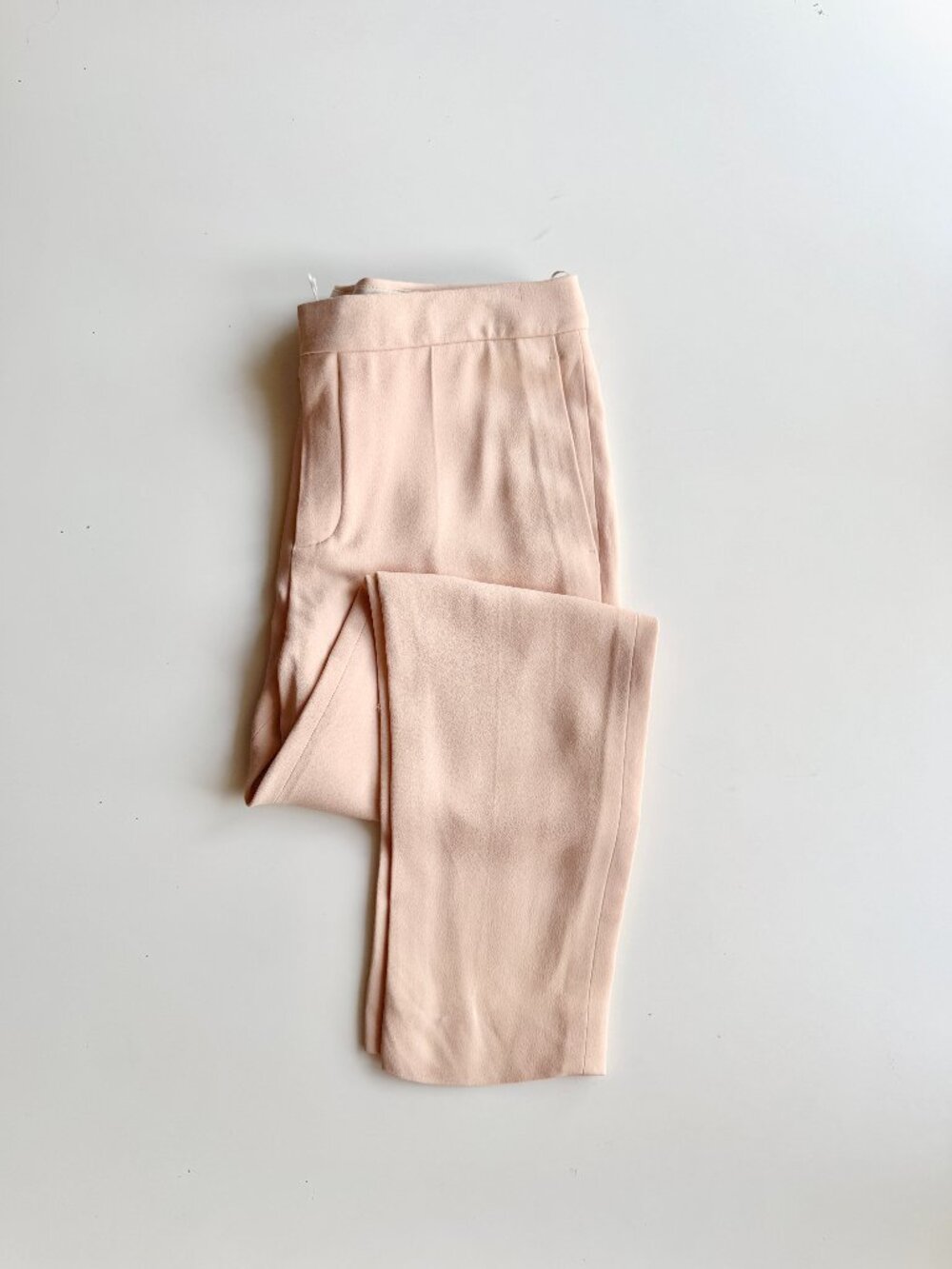 NWT CHLOE Beige Rose Pink Crepe Cropped Tapered Trousers Pants, Size 38/6